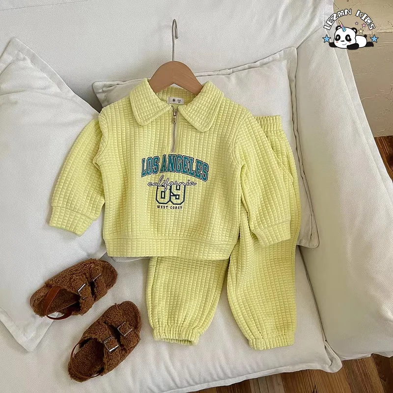 LEZONKIDS - Conjuntos de Roupas Esportivas Personalizáveis para a Primavera que Estão Vendendo Muito com Sweatshirt de Bebê com Impressão de Letras